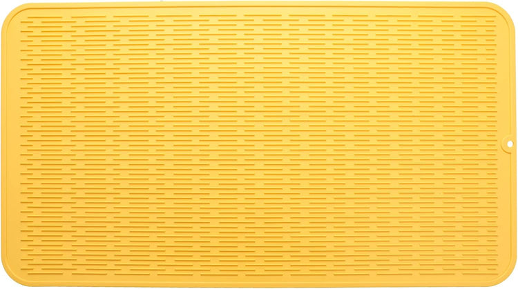 Silicone Dish Drying Mat for Multiple Usage,Easy clean,Eco-friendly,Heat-resistant Silicone Mat for Kitchen Counter or Sink,Refrigerator or Drawer Liner Yellow 4XL 32 inches x 18 inches