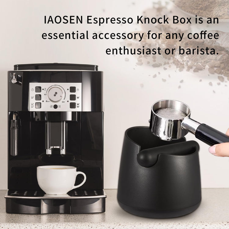 Knock Box Large Capacity Design Espresso Knock Box Tamping Mat Espresso Machine Accessories Set of 2 with Removable Knock Bar and Anti