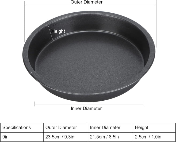 2Pcs Pizza Pan, 6in/9in/10in/12in Deep Dish Round Pizza Pan for Oven, Non Stick Thickened Carbon Steel Baking Pan for Home Kitchen, Dishwasher Safe(9in)