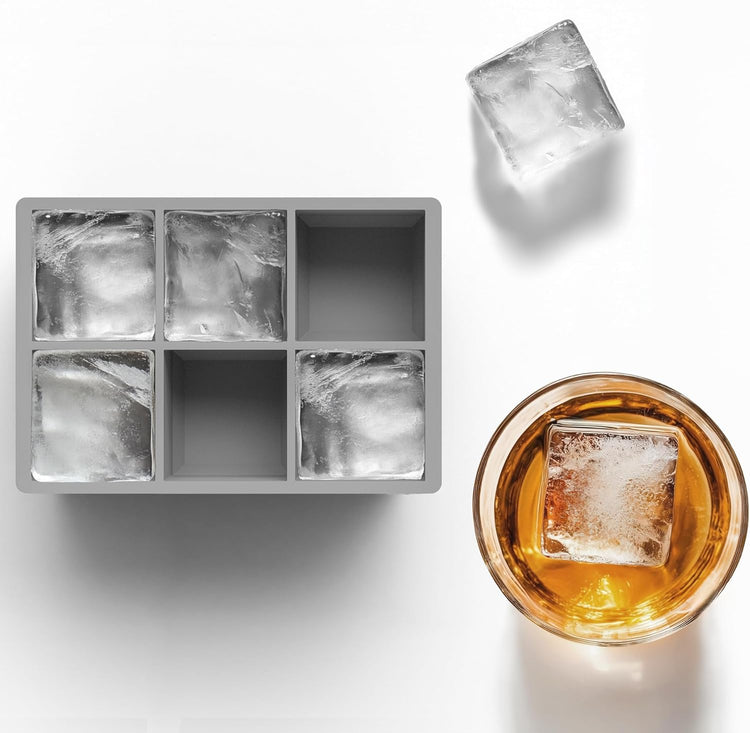 glacio Silicone Ice Cube Trays โ Large Silicone Molds for 2-Inch Ice Cubes and Spheres Whiskey Ice Cube Trays with Lids for Cocktails & Bourbon โ Set of 2