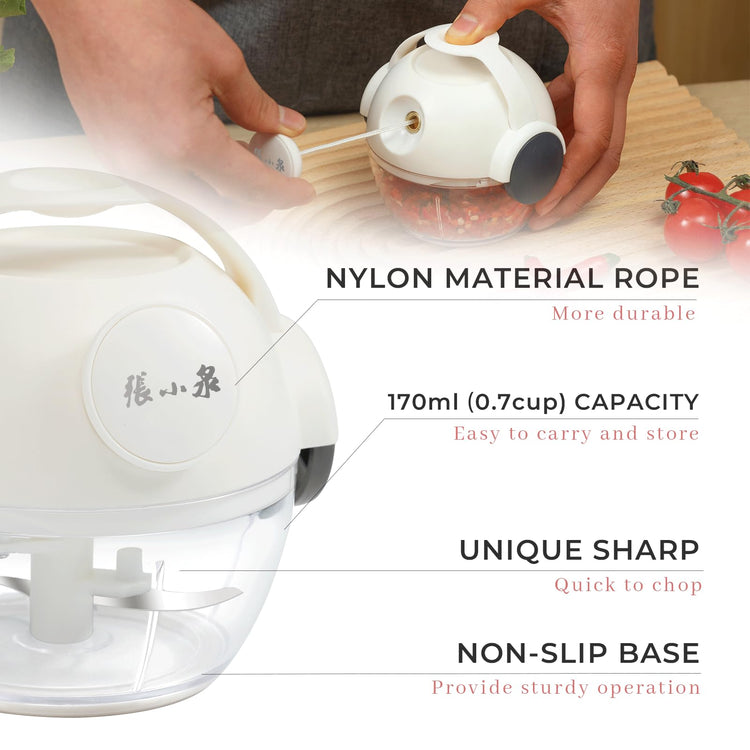 Mini Manual Vegetable Chopper Portable Pull String Food Chopper 170ml