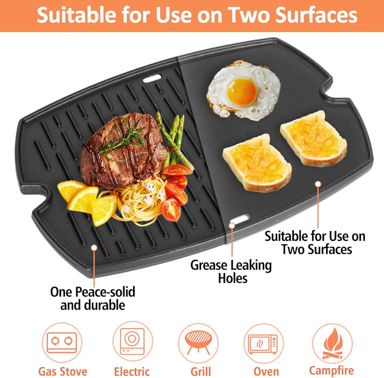 7584 Q3200 Griddle for Weber Q300 Q320 Q3000 Q3100 Q3200 Full Size Grill Plate Parts, Flat Top Cast Iron Griddle Insert for Weber 7646 Q320 Accessories, for WeberQ Grill Parts - Nestoria