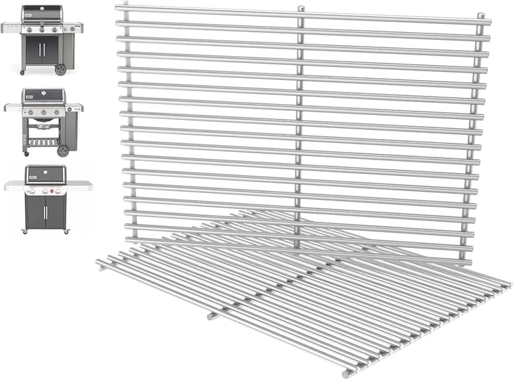 66802 Genesis II GS4 Grill Grates for Weber 3 Burner Genesis 2 GS4 Grill Parts Replacement Weber Genesis II/II LX 300 SER II E310 E315 Accessories 66095 Genesis 300 (2022 YRS) Stainless Steel 18.8''L
