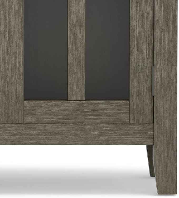 SIMPLIHOME Artisan SOLID WOOD 30 Inch Wide Contemporary Low Storage Cabinet in Farmhouse Grey, For the Living Room, Entryway and Family Room