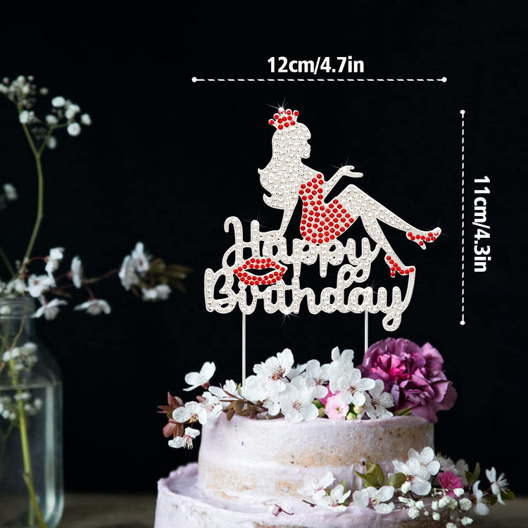 Happy Birthday Crown Queen Lady Rhinestone Cake Topper