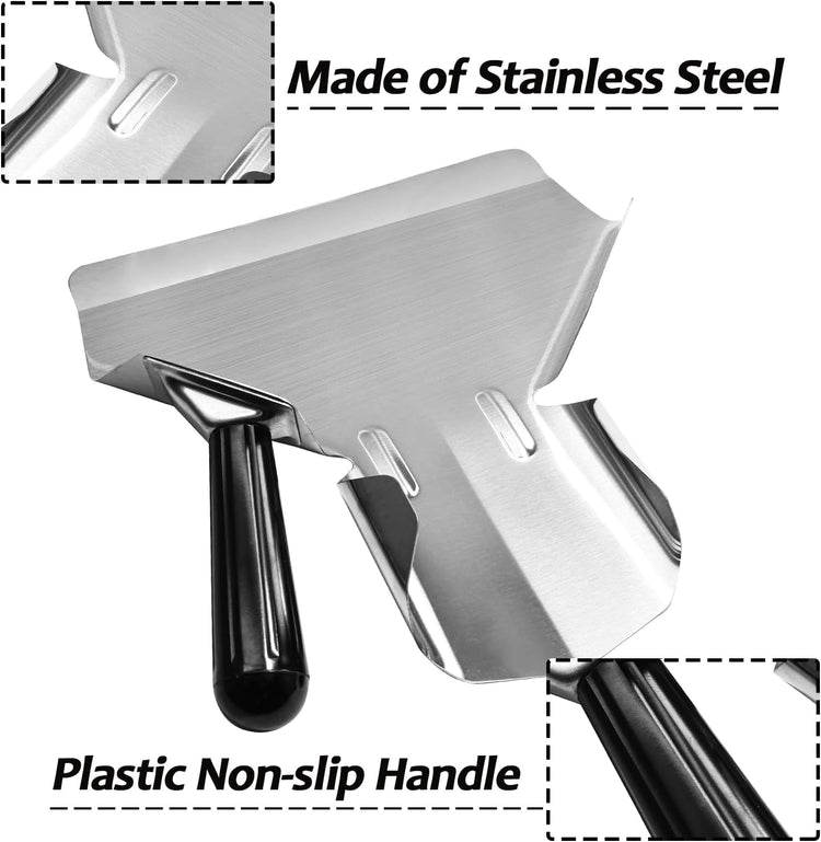2 Pcs Stainless Steel French Fry Popcorn Scoop, Quick Fill Tool for Food Bags & Boxes, Multipurpose Utility Scooper for Bagger French Fries, Snacks, Desserts, Ice, Dry Goods