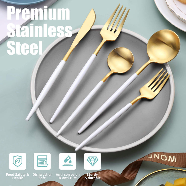 Matte White Gold Silverware Set for 4 (4 Count)