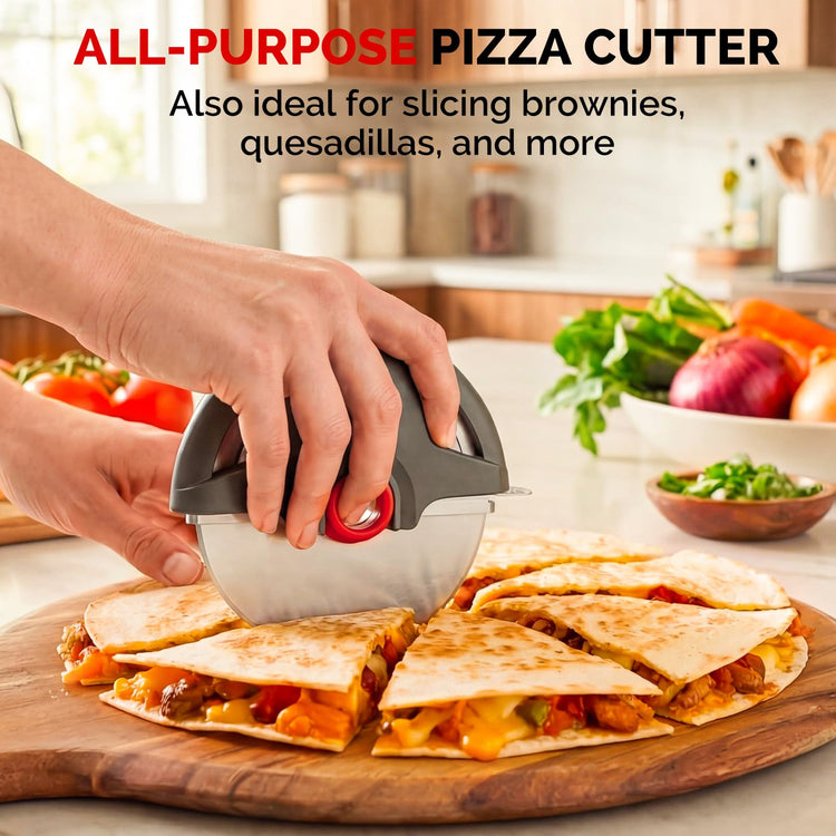 4.3" Palm Grip Pizza Cutter with Blade Cover for Thick Crusts