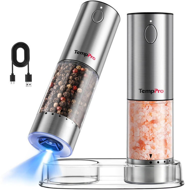 Rechargeable Electric Salt and Pepper Mill Set with Large Capacity