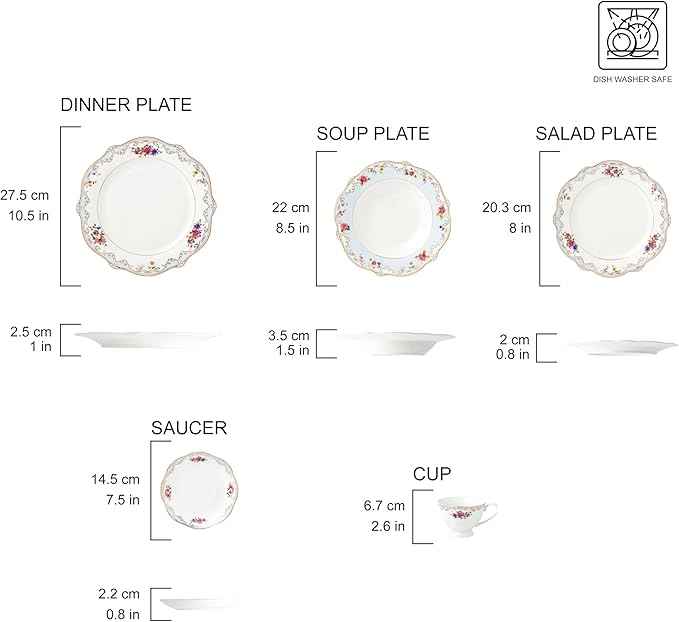 Joseph Sedgh Collection "Romantic Bloom" 20-Piece Bone China Dinnerware Set, Service for 4, Floral with Blue and Gold Trim