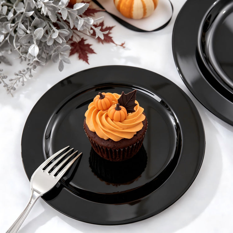 60PCS Black Plastic Plates (60 Count)
