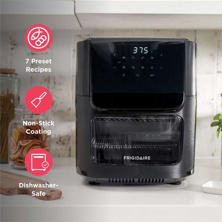 5-in-1 Air Fryer Combo Oven with Viewing Window, Large 12.6 QT Capacity, Digital Display, 5 Cooking Modes, 7 Recipe Presets, Automatic Shake Reminder, PFAS-Free Cooking Surfaces, Black