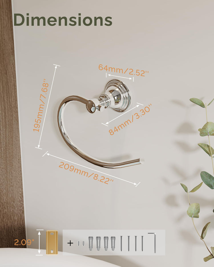 Chrome Towel Ring Wall Mounted for Bathroom