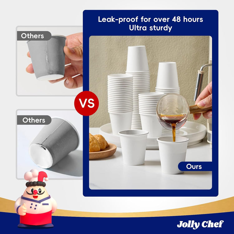 JOLLY CHEF 3oz Paper Cups 300 Packs for Bathroom, Disposable Small Mouthwash Cups, Ideal for Bathroom, Home, Party