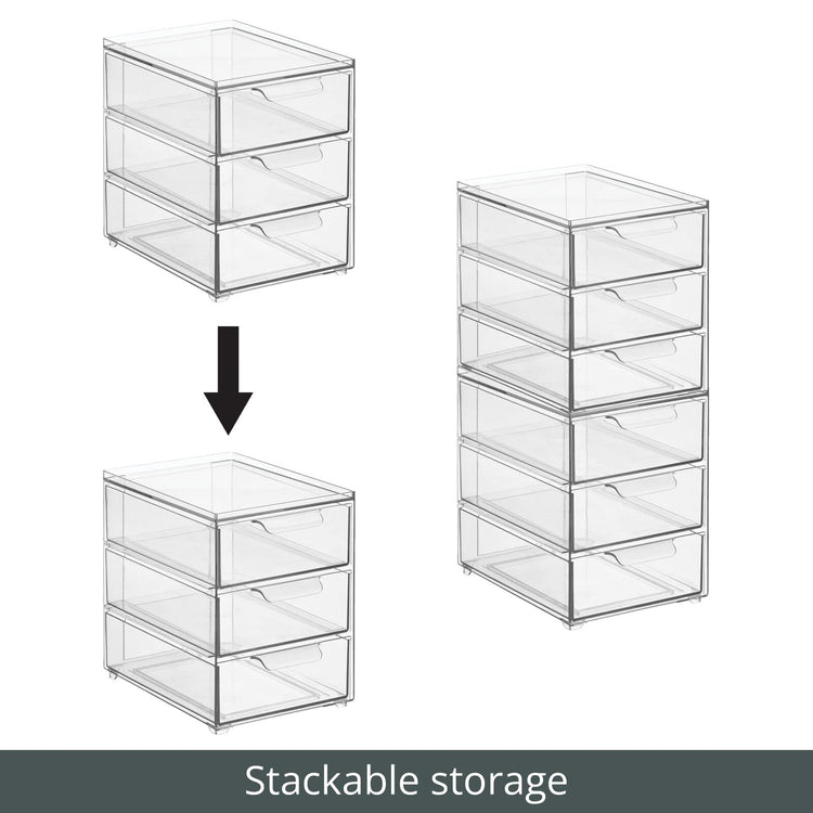 Plastic Stackable Organizer with 3 Drawers (4 Count)