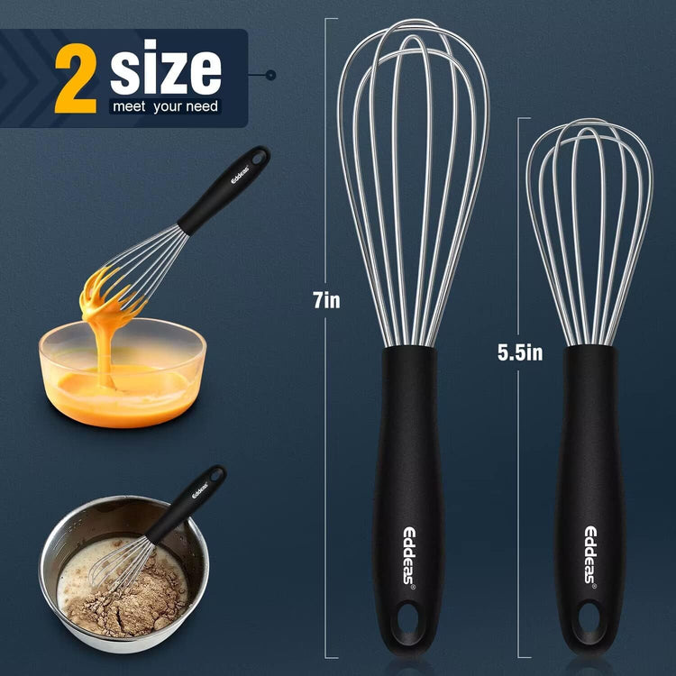 Mini Whisks - Small Whisks (7 and 5.5 inch )Stainless Steel,Kitchen Balloon Whisk, Sturdy Wires & Strong Handles,Suitable for Egg, Espresso, Hot chocolate, sauces