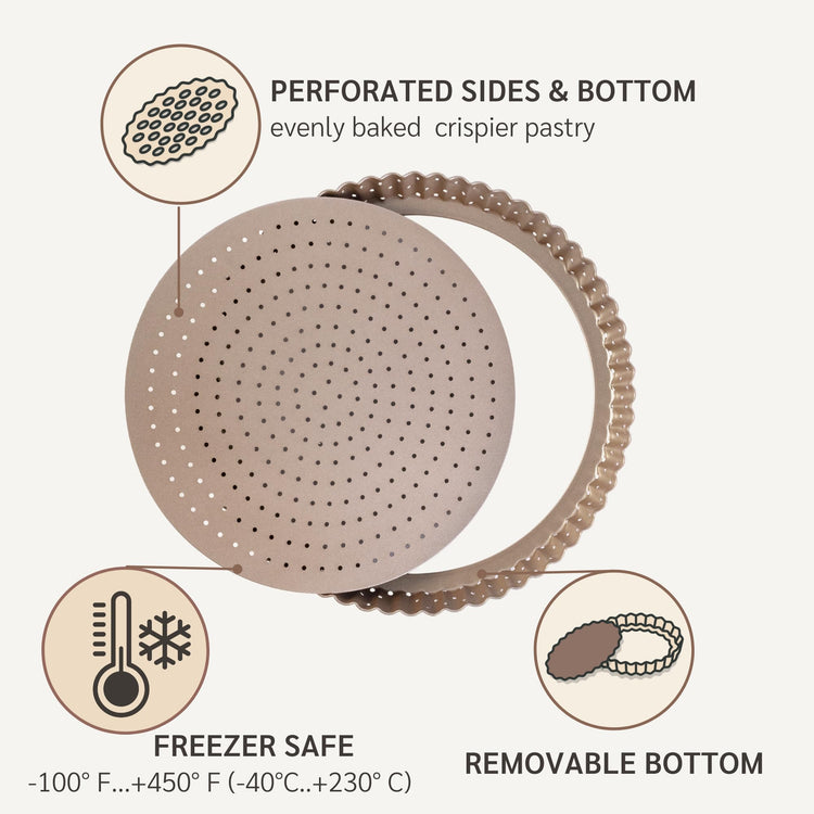 9 inch Tart Pan with Removable Bottom Nonstick