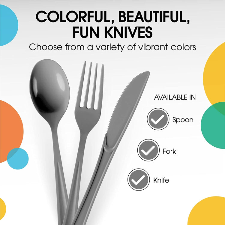 Silver Plastic Spoons 200 Pcs Silver Spoons Disposable Utensils Heavy Duty Plastic Cutlery Set Disposable Cutlery Sets Flatware Sets Silverware Set Party Supplies & Party Tableware Party Solids