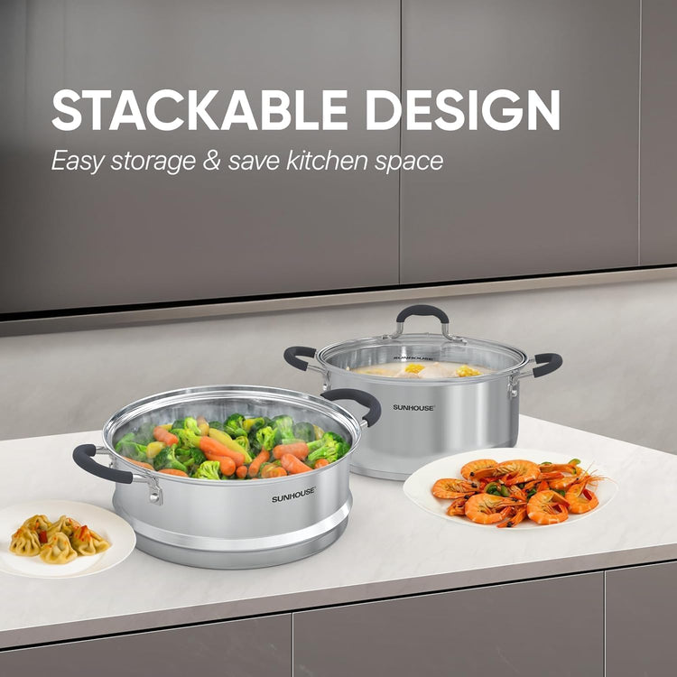 2 Tier Stainless Steel Steamer Pots