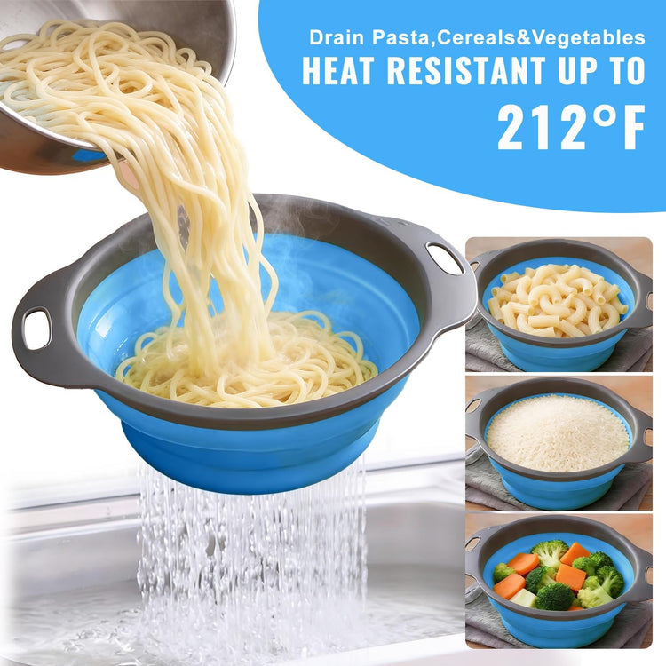 2 Pack Collapsible Silicone Colander with Handle (2 Count)
