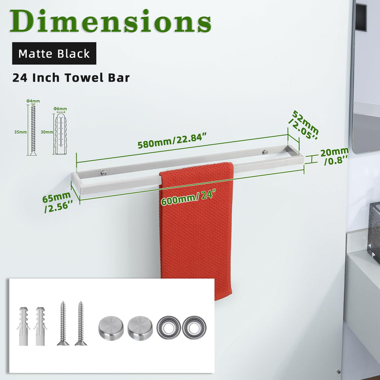 24 Inch Hand Towel Holder Towel Bar for Bathroom Wall Mounted