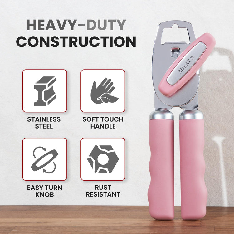 Heavy Duty Stainless Steel Can Opener Manual with Bottle Opener