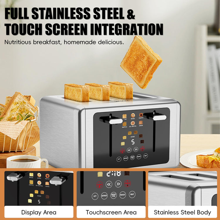 Whall 4 Slice Smart Toaster with Touchscreen & Extra