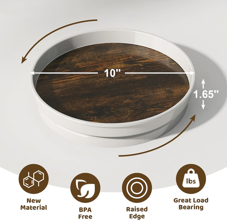 LAMU 1 Pack Lazy Susan Organizer, 10'' Lazy Susan Turntable for Cabinet, Table Top, Pantry, Refrigerator, Kitchen, Rustic Brown