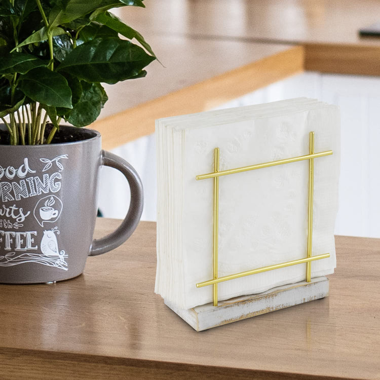 Shabby Whitewashed Wood Base Napkin Holders