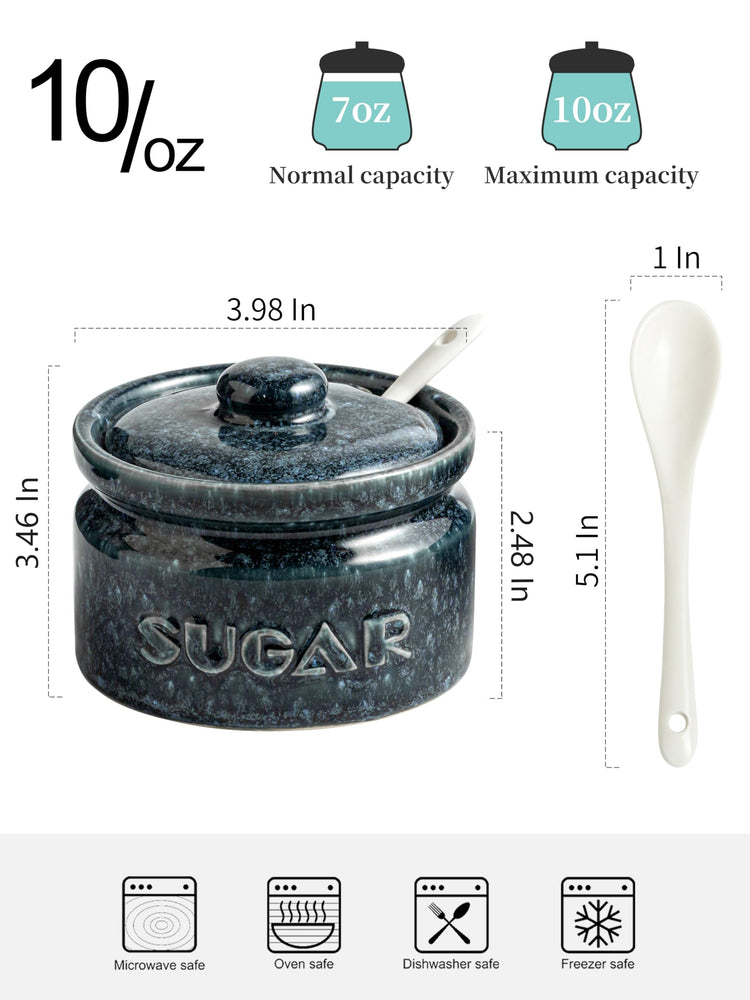 10oz Ceramic Sugar Bowl with Lid and Spoon for Coffee Bar (13.59 Count)