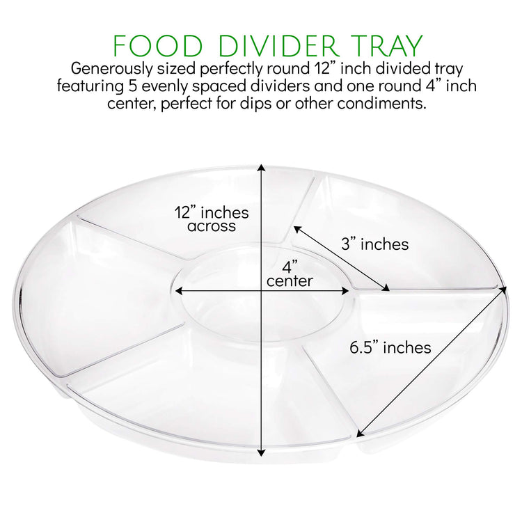 6 Sectional Round Plastic Serving Tray