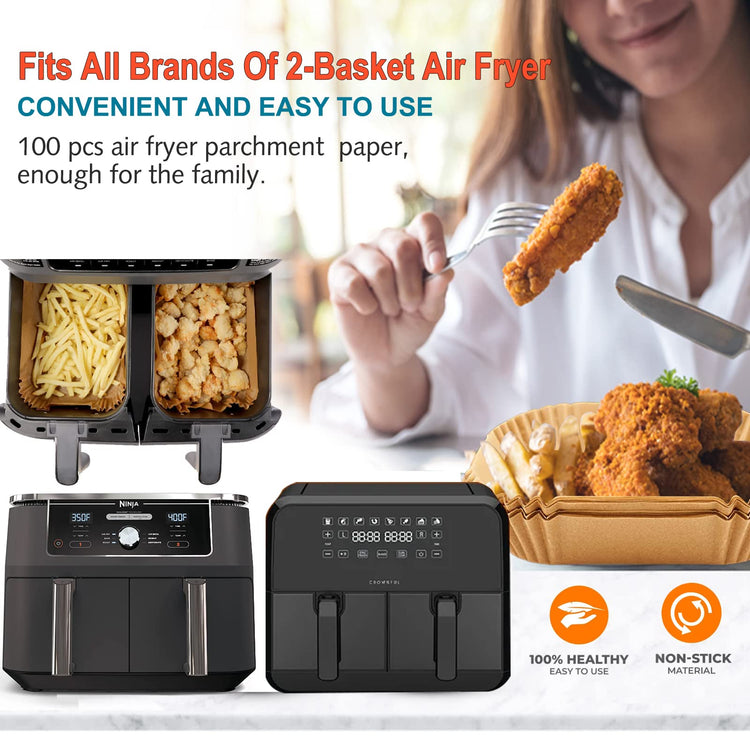 Air Fryer Liner Rectangular for Ninja Foodi Dual Basket 8QT 10QT