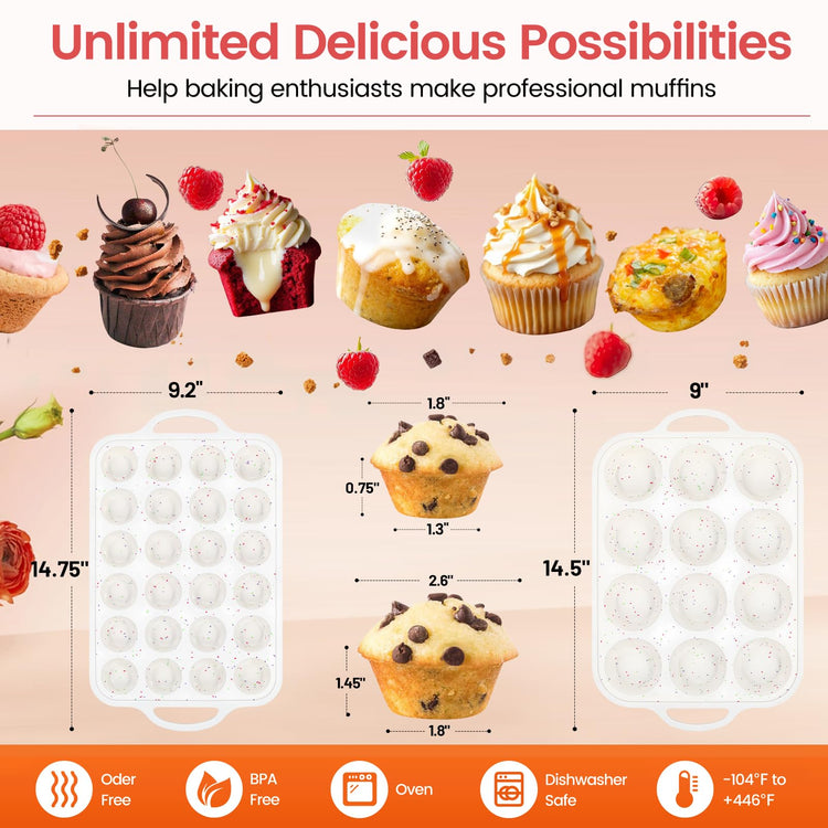 Silicone Muffin Pan with Metal Reinforced Frame (2 Count)