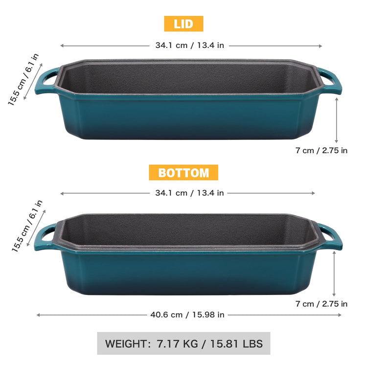 Bread Pan Cast Iron Loaf Pan with Lid Bread Loaf Pan 13x5 Inch Enameled Cast Iron Sourdough Bread Pan