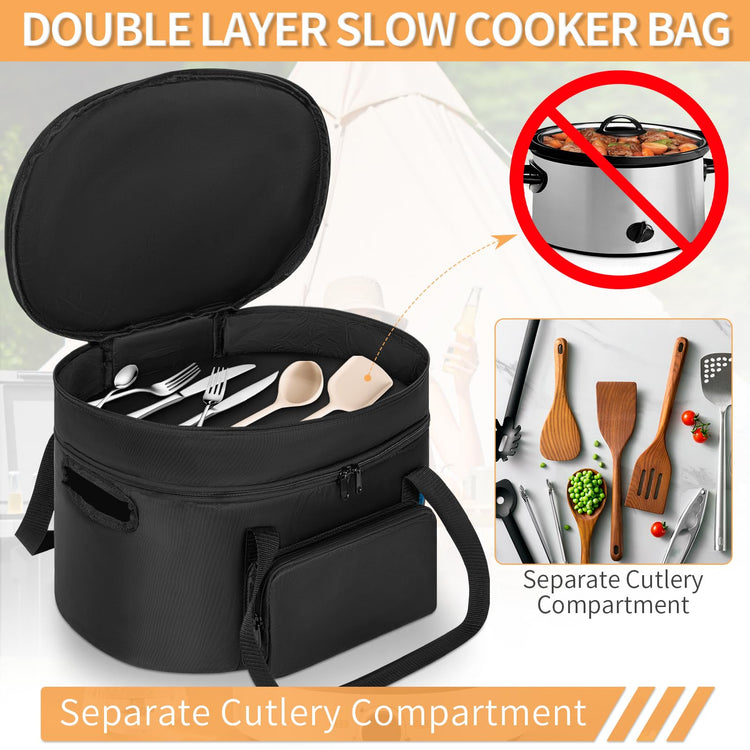 Double Layer Slow Cooker Travel Bag Compatible with 6
