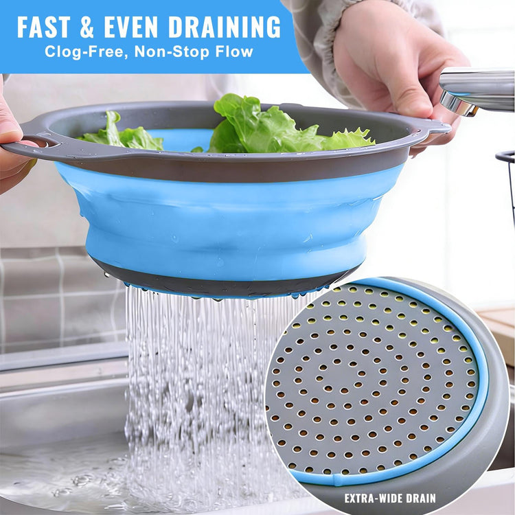 2 Pack Collapsible Silicone Colander with Handle (2 Count)
