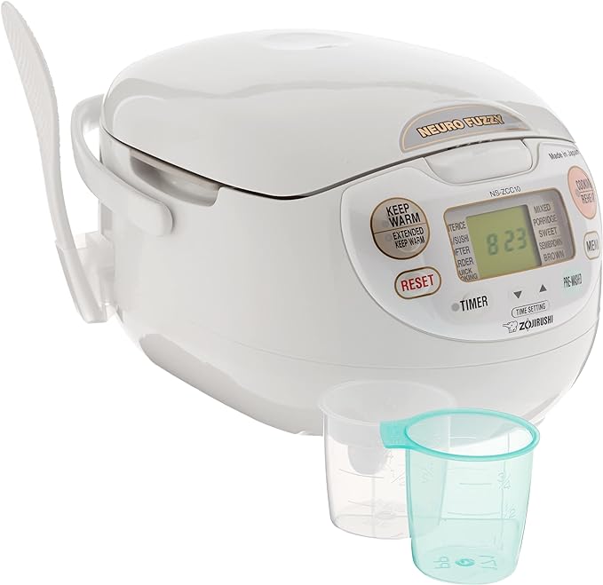 Zojirushi NS-ZCC10 Neuro Fuzzy Cooker, 5.5-Cup uncooked rice / 1L, White & NS-RPC10FJ Rice Cooker and Warmer, 5.5-Cup (Uncooked), Tulip