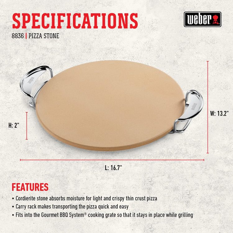Gourmet BBQ System Pizza Stone with Carry Rack