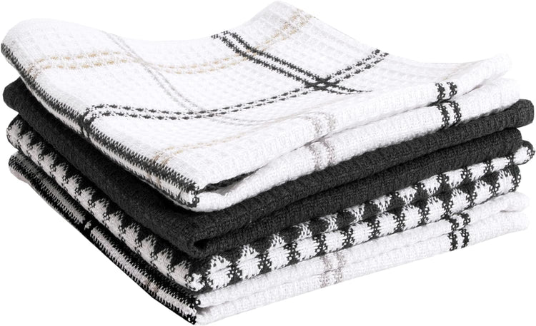 T-FAL Premium Waffle Dish Cloths: Highly Absorbent, Super Soft Long Lasting - 100% Cotton, 12"x13" Flat Waffle Dish Towel for Cleaning & Drying Dishes, (4-Pack), Neutral - Nestoria