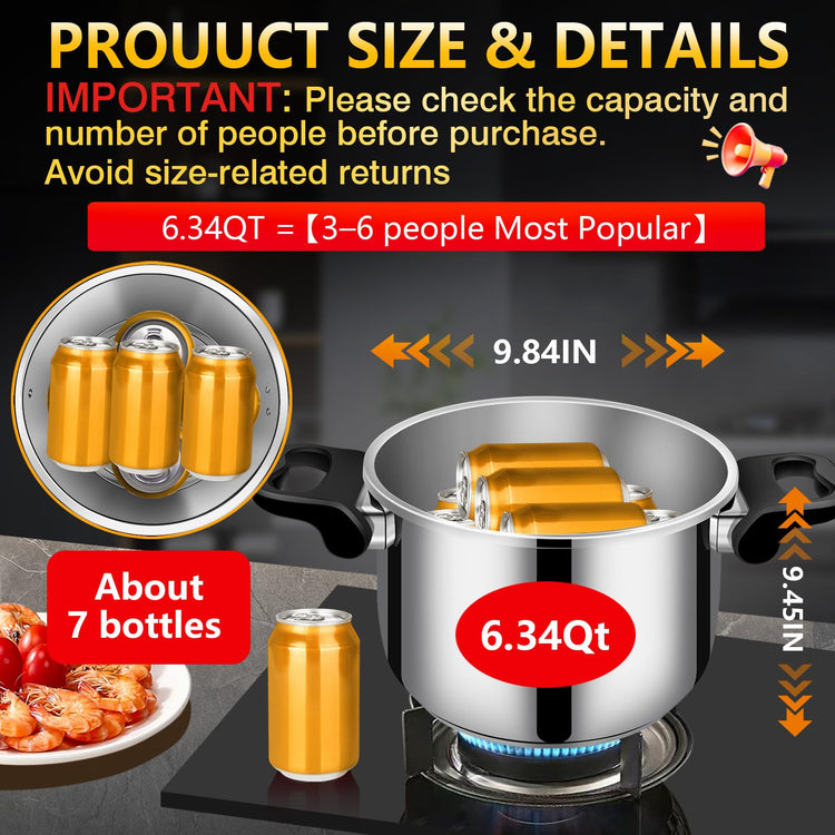 6 Quart Stainless Steel Pressure Cooker