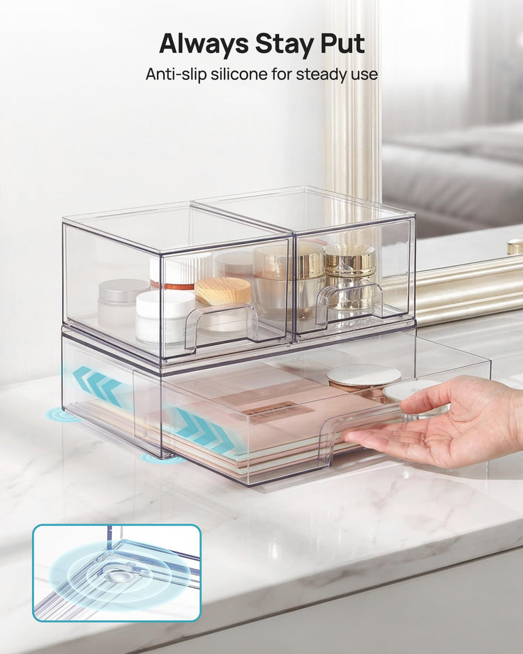Clear Stackable Storage Drawers Set of 4 (4 Count)