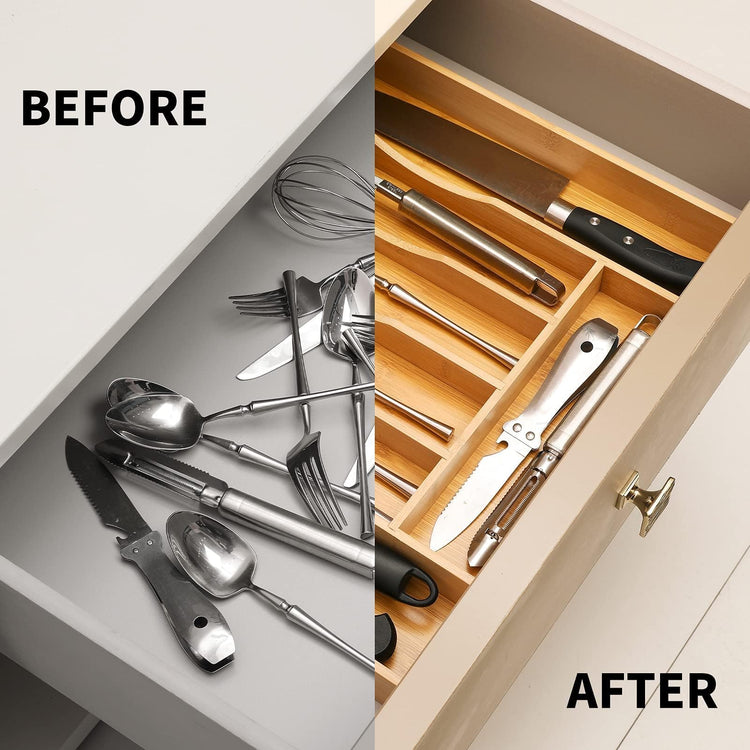 2 Piece Bamboo Silverware Organizer (2 Count)