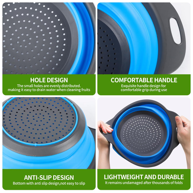 Tri Color Silicone Collapsible Colander Set (3 Count)
