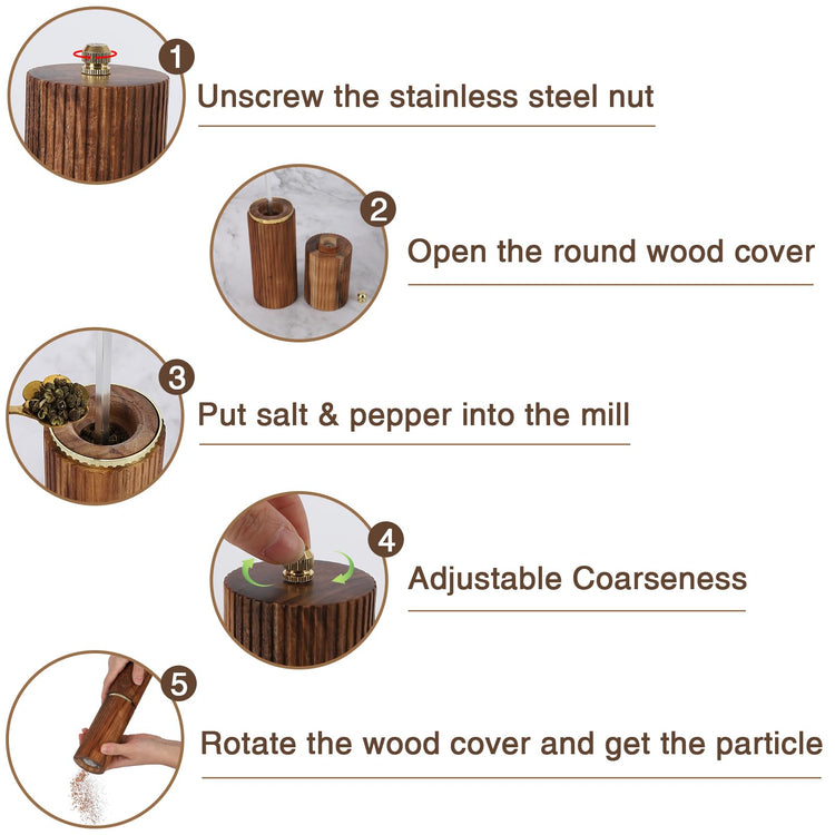 Wooden Salt and Pepper Grinder Set