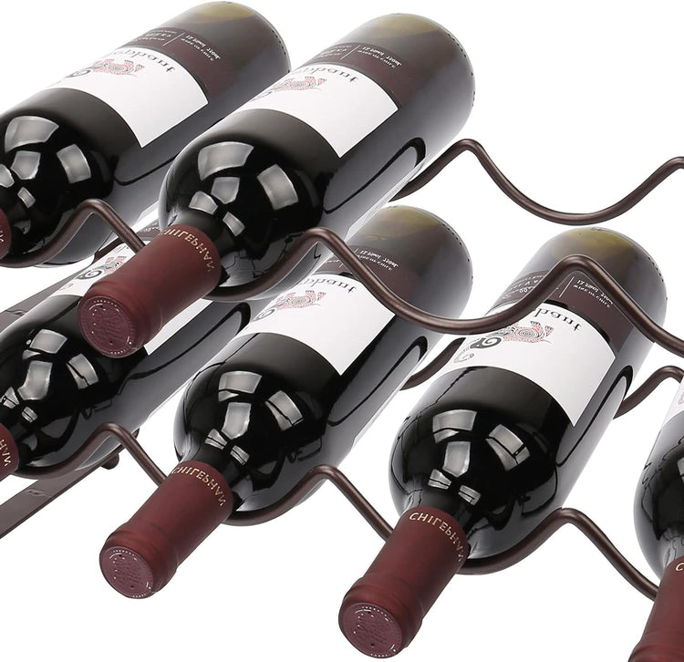 Stackable Wine Rack Countertop, 8 Bottles 2 Tier Wine Cabinet Counter, Wine Rack Holder and Storage, Metal Wine Bottle Holder Freestanding for Cabinet