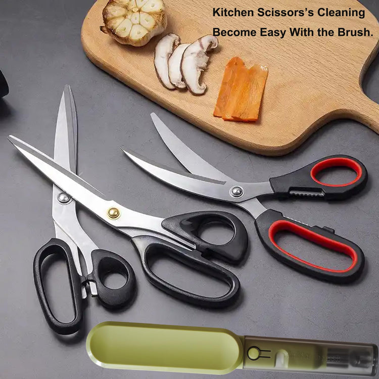 Knife Blade Brush with Long Handle and Lid Integrate Knife Sharpener and Gap Cleaning Brush