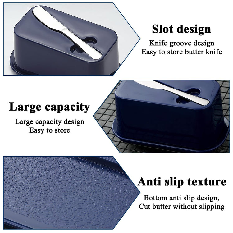 Butter Dish with Lid for Countertop and Refrigerator Door Shelf with Butter Spreader Knife