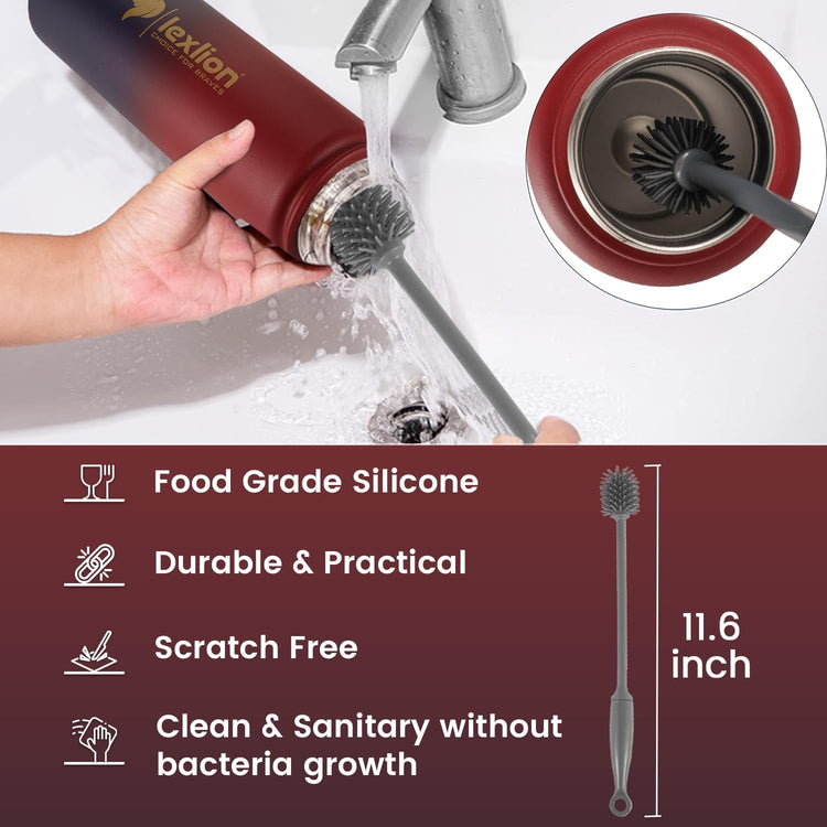 Lexlion 32 Oz Triple Walled Insulated Stainless Steel Fruit Infuser Water Bottle, 100% Leakproof, 3 Lids, Infuser, Silicone Sleeve, Metal Mug Gallon