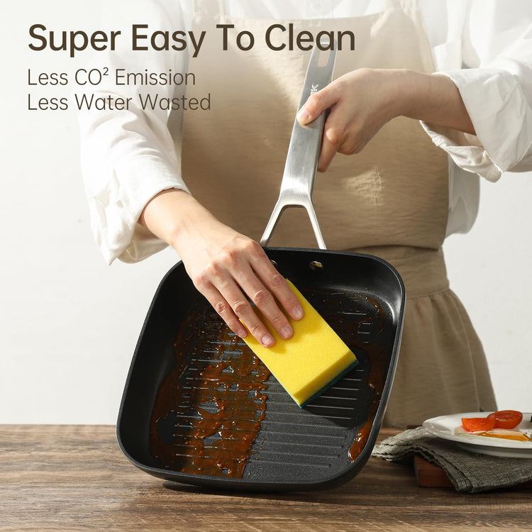 9.5 Inch Nonstick Square Grill Pan with lid