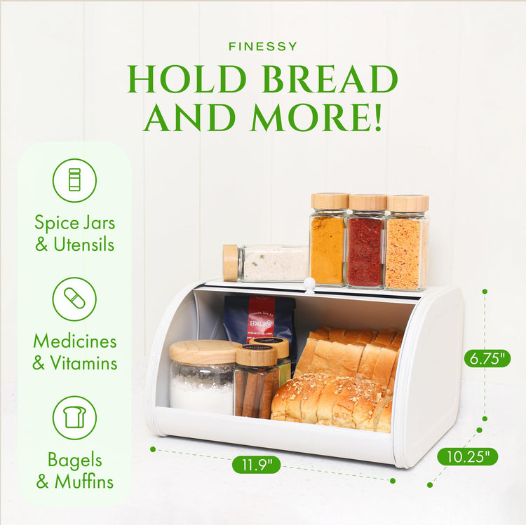 White Bread Box for Kitchen Countertop Airtight